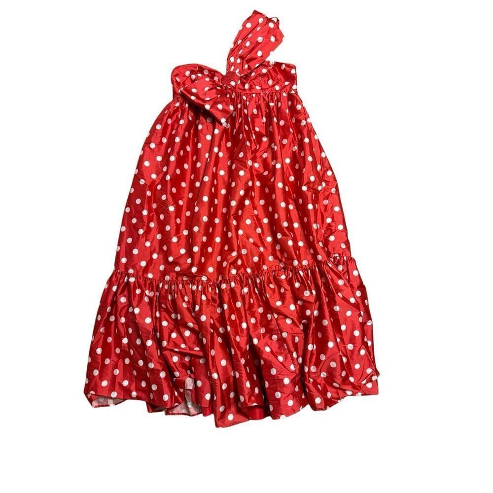 Brand New Anthropologie Atsu Sally Bow Polka Dots Red and White Maxi Dress 1X - Picture 3 of 15